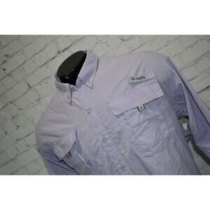 Columbia PFG Performance Fishing Gear Shirt Mens Large Purple Nylon Vented